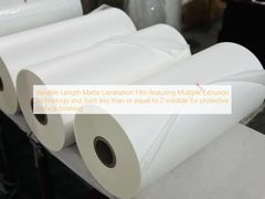 Variable Length Matte Lamination Film featuring Multiple Extrusion Technology and Joint less than or equal to 2 suitable for protective surface finishing